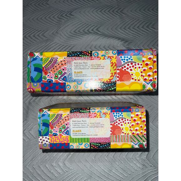 Petit Jour Paris “Elmer” Kids Suitcase Set Colorful Patchwork Elephant Set of 2 - Picture 12 of 13